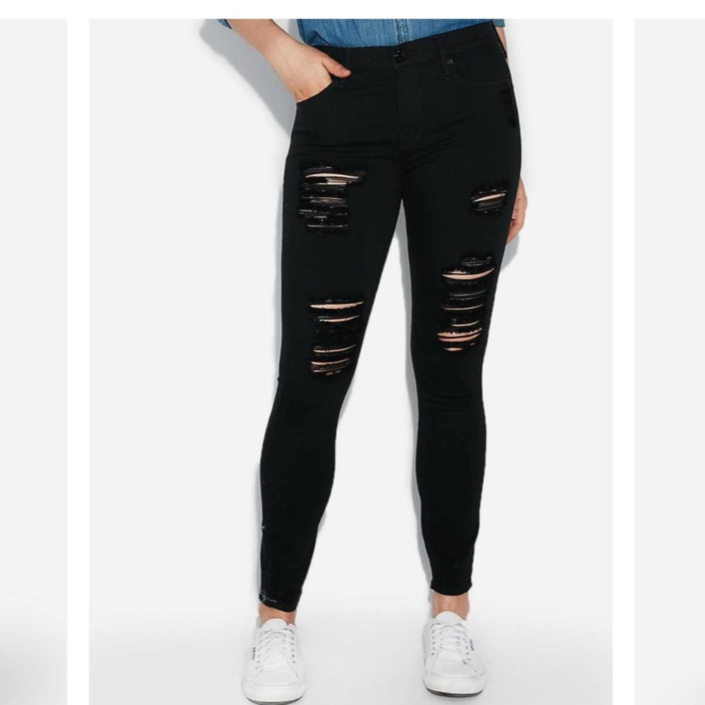 Express Black Distressed Jeans